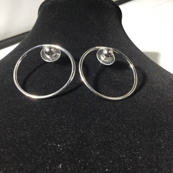 Silver Tone Stud And Hoop Statement Earrings (G1) - Picture 4 of 5